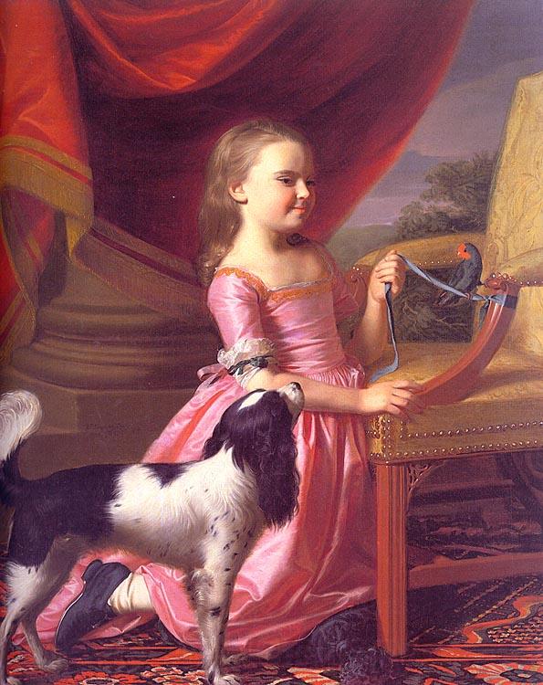 John Singleton Copley Young Lady with a Bird and a Dog Spain oil painting art